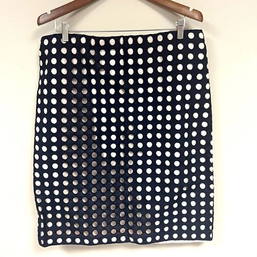 Ann Taylor navy with cream polka dots skirt size 16